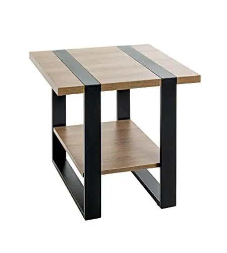 Produktbild: HAKU Möbel Beistelltisch Eiche, schwarz, Metall, Spanplatte - Maße: B 45 x H 45 x T 45 cm, Style: Modern