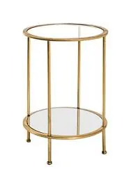 Produktbild: HAKU Möbel Beistelltisch Gold, Metall, Sicherheitsglas, Spiegel - Maße: H 55 cm x Ø 38 cm, Style: Art Deco