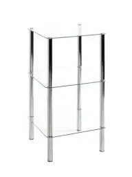 Produktbild: HAKU Möbel Regal Chrom, Metall, Sicherheitsglas - Maße: B 39 cm x H 77 cm x T 39 cm, Style: Modern