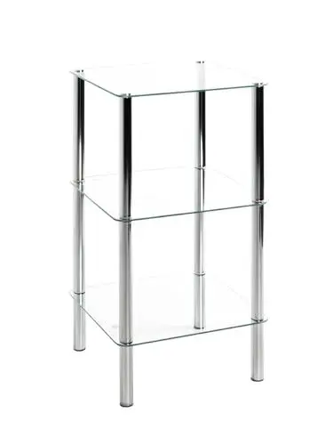 Produktbild: HAKU Möbel Regal Chrom, Metall, Sicherheitsglas - Maße: B 39 cm x H 77 cm x T 39 cm, Style: Modern