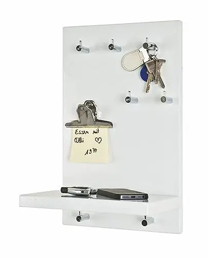 Produktbild: HAKU Möbel Schlüsselboard Chrom, weiß, MDF, Metall - Maße: B 25 cm x H 40 cm x T 17 cm, Style: Modern