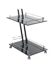 Produktbild: HAKU Möbel Servierwagen Chrom, schwarz, Metall, Sicherheitsglas 8 mm - Maße: B 40 cm x H 72 cm x T 60 cm, Style: Modern