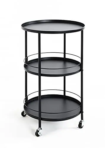 Produktbild: HAKU Möbel Servierwagen schwarz, Metall - Maße: H 75 cm x Ø 45 cm, Style: Modern