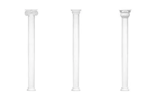 Produktbild: Halbsäule | rund | kanneliert | vorgrundierte Oberfläche | stoßfest | Klassisch | Barock | Dekosäule | Stuck | weiß | PU | N3318H Set 1 | 180 mm