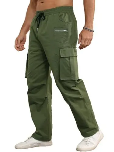 Produktbild: Halfword Cargohose Herren Hose Lange Chino Baumwolle Arbeitshose Taschen Wanderhose Outdoorhose Freizeit Grün XXXXL