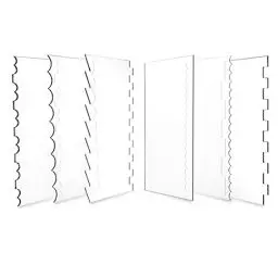Produktbild: Halinuia 6 Stück Kuchenschaber aus transparentem Acryl, Kämme zur Dekoration von Kuchen, Kuchen, Schaber, Dekoration, Kamm für Creme, Kuchen, Gebäck, Dekoration DIY