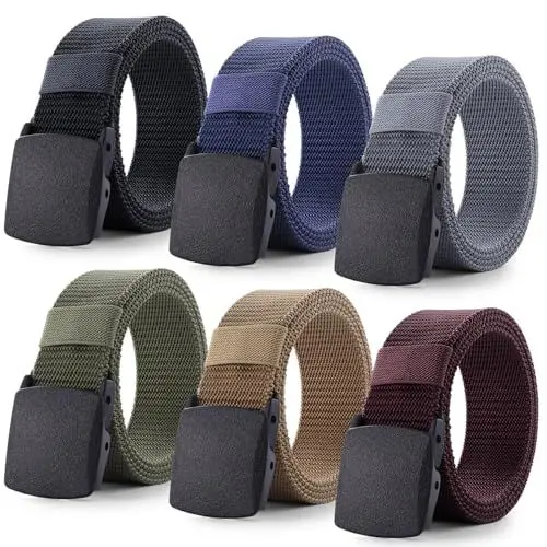 Produktbild: Halinuia Arbeitsgürtel Herren 6 Stück Verstellbar Gürtel Herren Stoff Unisex Stoffgürtel Outdoor Gürtel aus Nylon für Schneller Pass durch die Flughafensicherheit 120 cm