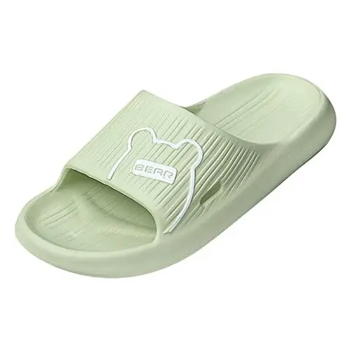 Produktbild: Hallenschuhe Kinder Hauspantoffeln Damen Frauen Hausschuhe Muster Stil Modetrend im niedlichen Cartoon Flache Unterseite Bequeme rutschfeste Hausschuhe Badelatschen MäDchen Badelatschen (Green, 41)