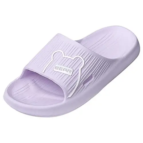 Produktbild: Damen Schuhe Slip Damen Schuhe Elegant Slides Frauen Hausschuhe Muster Stil Modetrend im niedlichen Cartoon flache Unterseite bequeme rutschfeste Damen Sandalen Keilabsatz Damen Sohlen (Purple, 37)