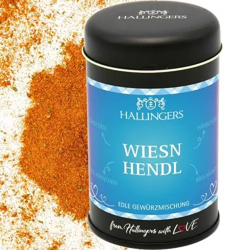 Produktbild: Hallingers BBQ Wiesn Hendl Bayern - Gewürz-Mischung für Hähnchen, Pute & Chicken Wings (Dose) - Muttertagsgeschenk & Geschenkideen zum Vatertag | Neues Zuhause Ruhestand Glückwunsch