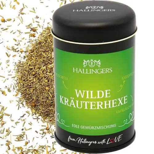 Produktbild: Hallingers BBQ Wilde Kräuterhexe - Gewürz-Mischung für Salate, Vorspeisen & Kartoffeln (Dose) - Muttertagsgeschenk & Geschenkideen zum Vatertag | Neues Zuhause Ruhestand Genesung