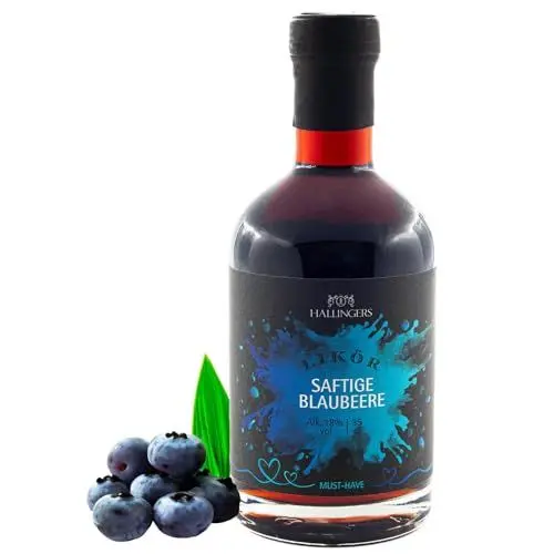 Produktbild: Hallingers Blaubeere, Likör 18% vol. - Premium Heidelbeer-Likör (Glas) - Muttertagsgeschenk & Geschenkideen zum Vatertag | Danke Silvester Freundschaft Genesung