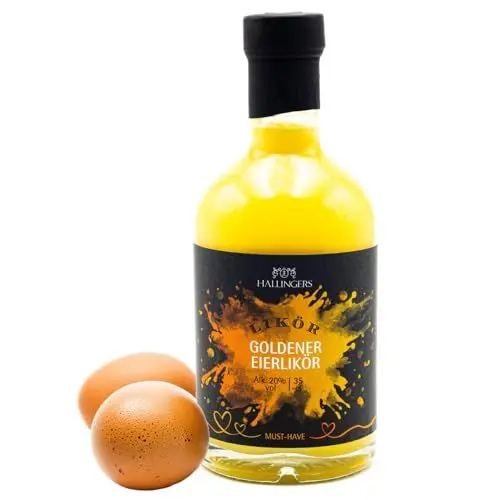 Produktbild: Hallingers Eierlikör, 20% vol. - Premium Sahne-Likör mit Ei (Glas) - Geschenk im Sommer & als perfektes Grillgeschenk | Danke Silvester Freundschaft Genesung