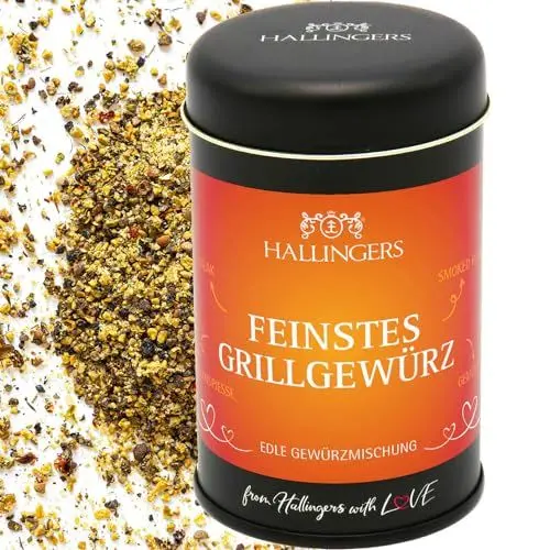 Produktbild: Hallingers Feinstes Grillgewürz - Gewürz-Mischung für Grill, Gemüse & Quarkspeisen (Dose) - Muttertagsgeschenk & Geschenkideen zum Vatertag | Neues Zuhause Danke Genesung