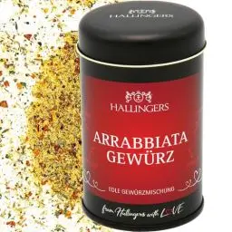 Produktbild: Hallingers Feuriges Arrabbiata-Gewürz - Gewürz-Mischung für Pasta, Schafskäse & Soßen (Dose) - Muttertagsgeschenk & Geschenkideen zum Vatertag | Neues Zuhause Ruhestand Genesung