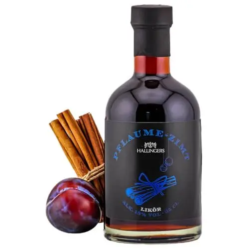 Produktbild: Hallingers Gewürzpflaumen, Likör 18% vol. - Premium Weihnachts-Likör zu Weihnachten und im Advent als Geschenk zur Weihnacht (Glas) - Geschenk im Sommer & als perfektes Grillgeschenk | Danke Silvester