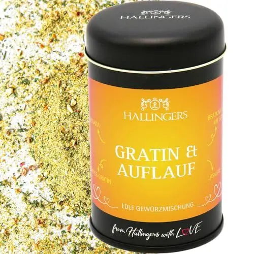 Produktbild: Hallingers Gratin & Auflauf - BBQ Gewürz-Mischung für Moussaka, Lasagne, Gratin & Bratkartoffeln (Dose) - Muttertagsgeschenk & Geschenkideen zum Vatertag | Neues Zuhause Ruhestand Freundschaft Genesun