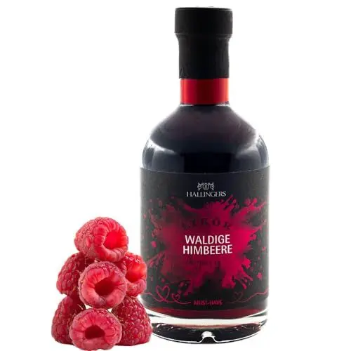 Produktbild: Hallingers Himbeere, Likör 18% vol. - Premium Himbeer-Likör (Glas) - Geschenk im Sommer & als perfektes Grillgeschenk | Danke Silvester Freundschaft Genesung