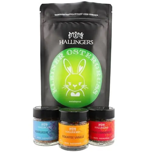 Produktbild: Hallingers Kleiner Ostergruß - green - Ostern Wundertüte als Osterkörbchen, Coldbrew Eistees im Schraubglas (Set) - Muttertagsgeschenk & Geschenkideen zum Vatertag | Glückwunsch Freundschaft Genesung
