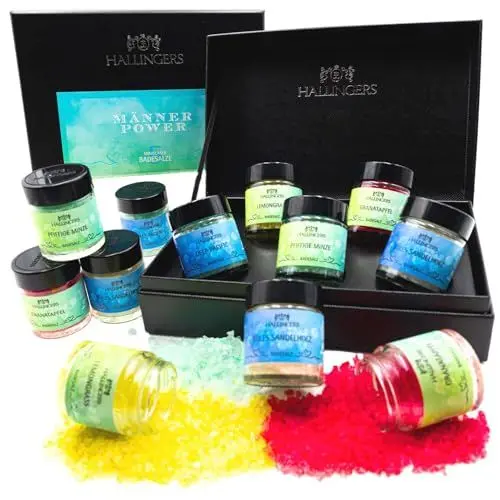 Produktbild: Hallingers Männer-Power - 5er Badesalz-Geschenk-Set mit Totes Meer-Salzen (Set) - Muttertagsgeschenk & Geschenkideen zum Vatertag | Glückwunsch Glückwünsche Neues Zuhause