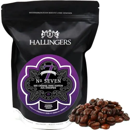 Produktbild: Hallingers No. Seven - Entkoffeinierter Gourmet-Kaffee aus Äthiopien, schonend langzeit-geröstet (Bag) - Muttertagsgeschenk & Geschenkideen zum Vatertag | Geburtstag Glückwunsch Neues Zuhause Jahresta