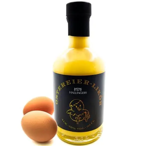 Produktbild: Hallingers Oster Eierlikör 20% vol. - Ostergeschenke für Osterkörbchen zu Ostern, Premium Oster Sahne-Likör mit Ei (Glas) - Muttertagsgeschenk & Geschenkideen zum Vatertag | Glückwunsch Genesung Freun