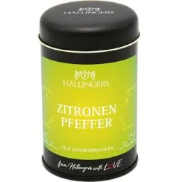 Produktbild: Hallingers Spritziger Zitronen-Pfeffer - Premium Pfeffer für Gemüse, Marinade & Salatdressing (Dose) - Muttertagsgeschenk & Geschenkideen zum Vatertag | Neues Zuhause Ruhestand Genesung