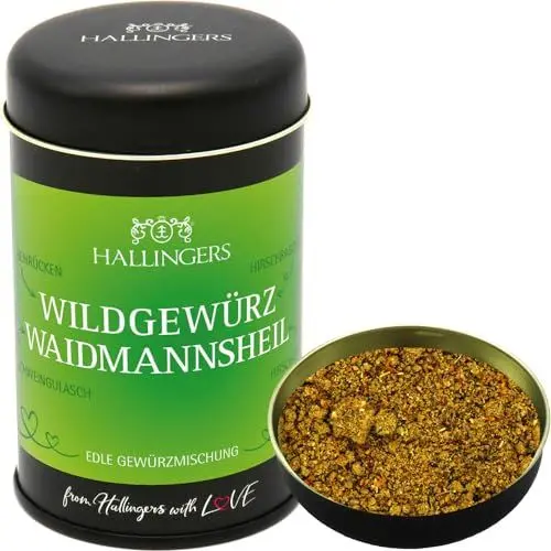 Produktbild: Hallingers Wildgewürz Waidmannsheil - Gewürz-Mischung für Reh, Wildschwein & Hirsch - für Jäger zum Kochen von Wildgerichten Waidmann (Dose) - Muttertagsgeschenk & Geschenkideen zum Vatertag | Neues Z