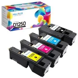 Produktbild: HALLOLUX 1250 Toner Kompatible für Dell 1250c 1250 Multipack Druckerpatronen für C1765nfw C1765nf C1760nw 1350cnw 1355cn 1355cnw C1760 C1765,Schwarz Cyan Gelb Magenta, 4er-Pack