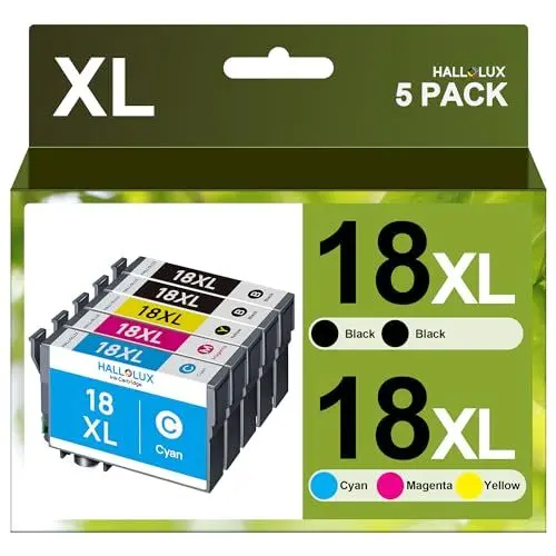 Produktbild: HALLOLUX 18XL Multipack Druckerpatronen Kompatibel für Epson 18XL 18 für Epson XP 322 Druckerpatronen für XP-305 XP-215 XP-225 XP-412 XP-422 XP-325 XP-312 XP-315 XP-205 XP-415 XP-425(5er-Pack)