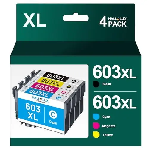 Produktbild: HALLOLUX 603XL Patronen Kompatibel für 603 603XL Epson Druckerpatronen für Epson Expression Home Home XP-3100 XP-4100 XP-4105 XP-2100 XP-2105 XP-3105 Workforce WF-2830 WF-2850 WF-2810 WF-2835,4-Pack