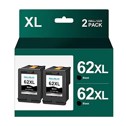 Produktbild: HALLOLUX 62XL Schwarz kompatibel für HP 62 Druckerpatronen 62 XL, für HP Envy 5540 Druckerpatronen 7640 5544 5545 5548 5640 5646, für HP OfficeJet 5742 5740 5744 200 250 258 Drucker (2er-Pack)