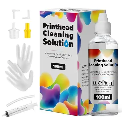 Produktbild: HALLOLUX Druckkopfreiniger 100ML Düsenreiniger Druckkopf Reinigungsflüssigkeit mit Spritzen 5ml, für Epson HP Canon Brother Samsung für Aller Tintenstrahldrucker Druckkopf