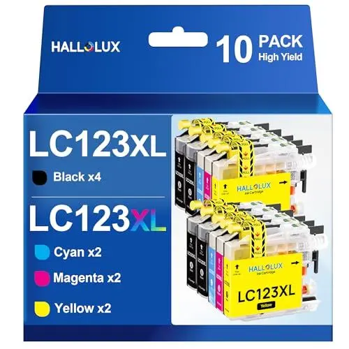 Produktbild: HALLOLUX LC123XL Patronen LC123 Kompatibel für Brother LC123 XL Druckerpatronen LC-123 für Brother MFC-J4410DW MFC-J6920DW DCP-J4110DW MFC-J6720DW DCP-J552DW MFC-J6520DW MFC-J870DW (10er-Pack)
