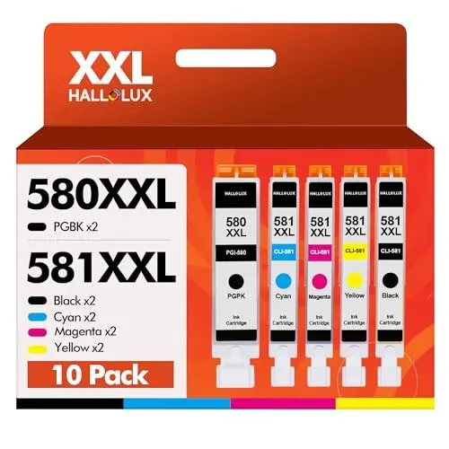 Produktbild: HALLOLUX PGI-580 CLI-581XXL Druckerpatronen Kompatibel für Canon 580 581 Patronen Multipack für Canon TS705 TR8550 TS6150 TR7550 TS6250 TR8500 TS8251 TS6350 TS9550 TS6151 TS9551(10er-Pack)
