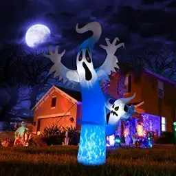 Produktbild: Halloween Aufblasbar Deko Outdoor, Moxled 2,4M Halloween Terrible Geist Halloween Aufblasbare Ghosts Dekoration mit LED-Lichtern für Innen Außen Garten Party Dekoration