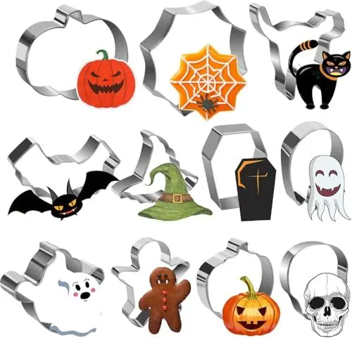 Produktbild: Halloween Ausstechformen, 11 Stück Keksausstecher Halloween Edelstahl Ausstecher Halloween Set Kürbis Ausstechform