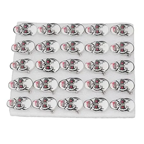 Produktbild: Totenkopf-Broschen, 25 Stück, Rissfeste LED-blinkende Halloween-Brosche, Berührungsbeständig, Bequem für Party