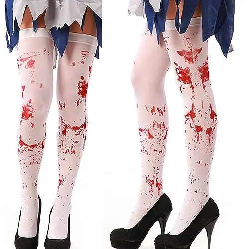 Produktbild: Halloween Blutsocken 2 Pairs Women Stockings High Socks for Halloween Cosplay Costume Blut Damen Strümpfe Halloween-Blutsocken Socken Over-Kniesocken für Partybevorzugung Maskerade Festival Dressup