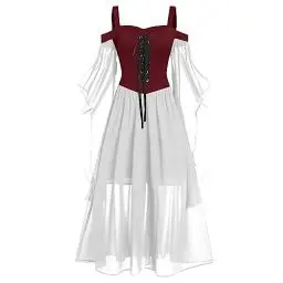 Produktbild: Halloween Costume Halloween Petticoat Kleid Halloween Kleid Boho Kleid Fledermausärmel Herbstkleid Trachtenkleid Mittelalter Kleid Schwarz Kleider Schwarzes Kleid Damen Halloween（3-Hot Pink，XXL）