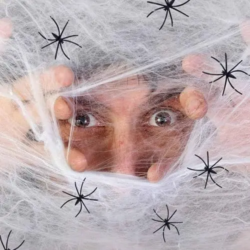 Produktbild: Halloween Deko Spinnennetz, 120g künstliche Spinnweben und 40 Fake Spinne Horror Atmosphäre für Karneval Fasching Halloween Party Dekoration von Tisch, Haustür und Outdoor Gart