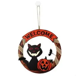 Produktbild: Halloween Deko Türkranz zum Aufhängen Blumenring Deko Anhänger mit Geist Stoffbeine Haustür Haustür Willkommensschmuck Deko für Haustür, Wanddekoration, Party (B, One Size)