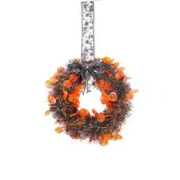 Produktbild: Halloween Deko Türkranz zum Aufhängen Halloween Gruselige Türkranz mit Zauberer Geist Kranz Willkommenskranz Halloween Deko für Haustür Wanddekoration Party (A, One Size)