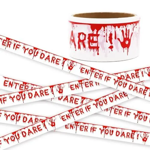 Produktbild: Halloween Dekoration Warnband, 4,8cm x 25m Halloween Absperrband Halloween Dekoration Warnband Gefahren Warnband “KEEP OUT DO NOT CROSS”, für Spukhaus Gefahrenbereiche Halloween Outdoor Garten Deko
