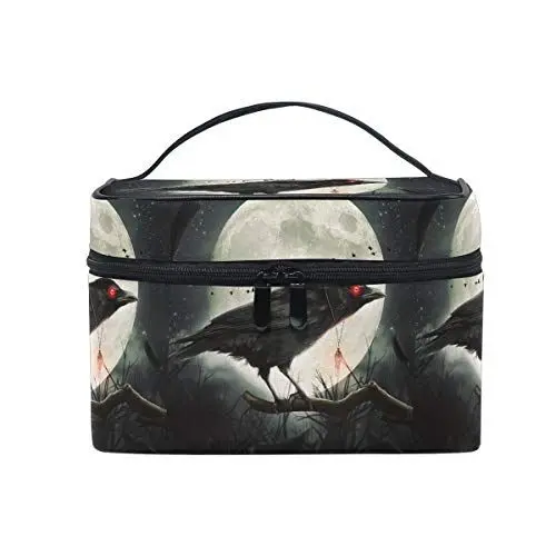 Produktbild: Halloween Dunkler Krähenmond Kosmetiktasche für Frauen Schminktasche Große Mädchen Damen Make Up Taschen Kulturbeutel
