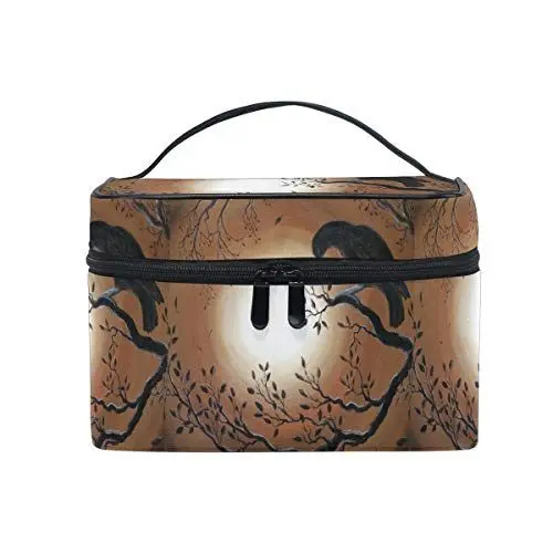 Produktbild: Halloween Eule Vogel Mond Kosmetiktasche für Frauen Schminktasche Große Mädchen Damen Make Up Taschen Kulturbeutel