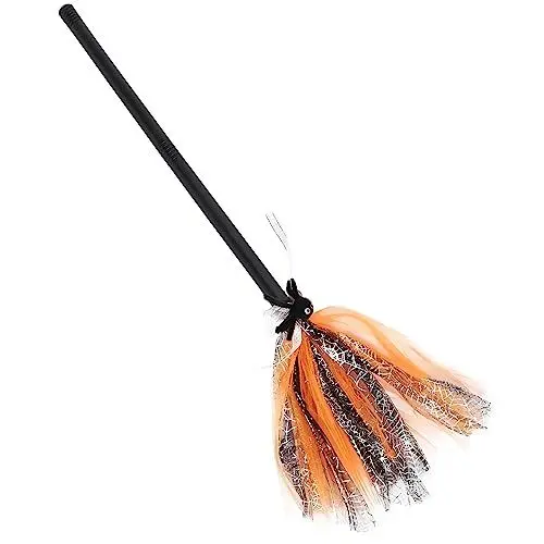 Produktbild: Halloween Hexenbesen, Dekorationen Besenstiel Hexenkostüm-Zubehör Magische Besendekoration für Cosplay Fliegender Besen Halloween Karneval Party 1 Stück Orange