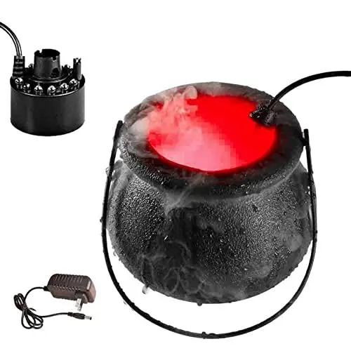 Produktbild: Halloween Hexenkessel Nebelmaschine, 12 Farbe Halloween Nebler Nebelmacher Mit 12 LED Licht, Halloween Hexenkessel Rauchmaschine, Hexenkessel Mit Griff