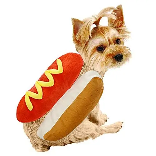 Produktbild: Halloween Hotdog Kostüm für Katzen Hunde, BBring Hundekostüm Pullover Cosplay mit Klettverschluss Warm Haustier Kleidung Winterpullover Hundekleidung für Hunde Hündchen Kätzchen (M, Khaki)