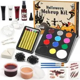 Produktbild: Halloween Kinderschminke Set mit Leuchtenden Farben, Halloween Schminke Set, Fasching Karneval Halloween Gesichtsfarbe, SFX Make Up Kit, Ungiftiges, Waschbares Halloween Spezialeffekte Makeup Set